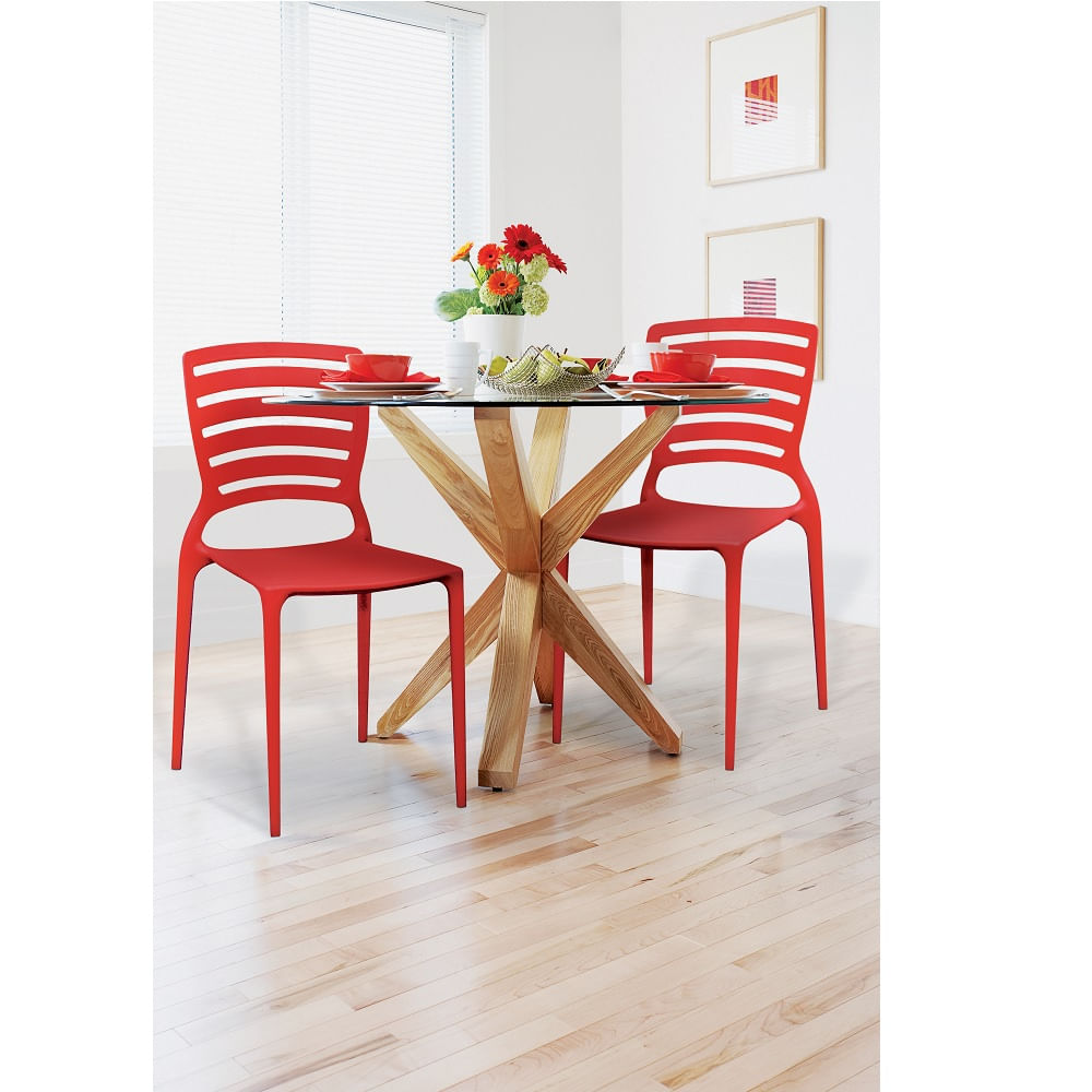 Conjunto de 4 Cadeiras Plásticas Tramontina Sofia com Encosto Horizontal em Polipropileno e Fibra de Vidro Vermelho - Imagem 10