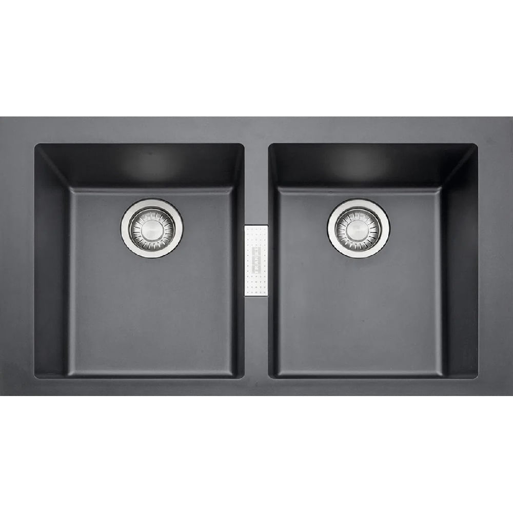 Cuba Dupla de Sobrepor Franke 86x51x20cm Sirius 620 Tectonite Carbono Black