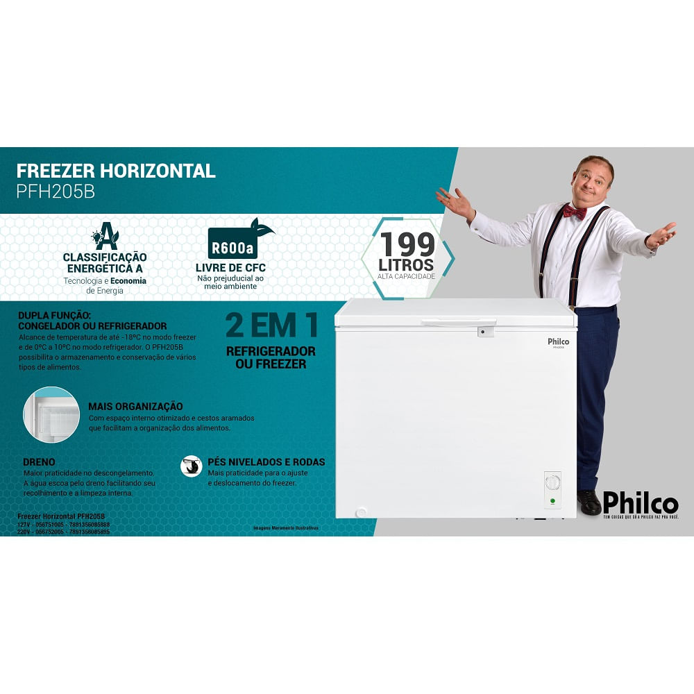 Freezer Horizontal Philco 199 Litros 1 Porta Branco PFH205B - 220 Volts - Imagem 4