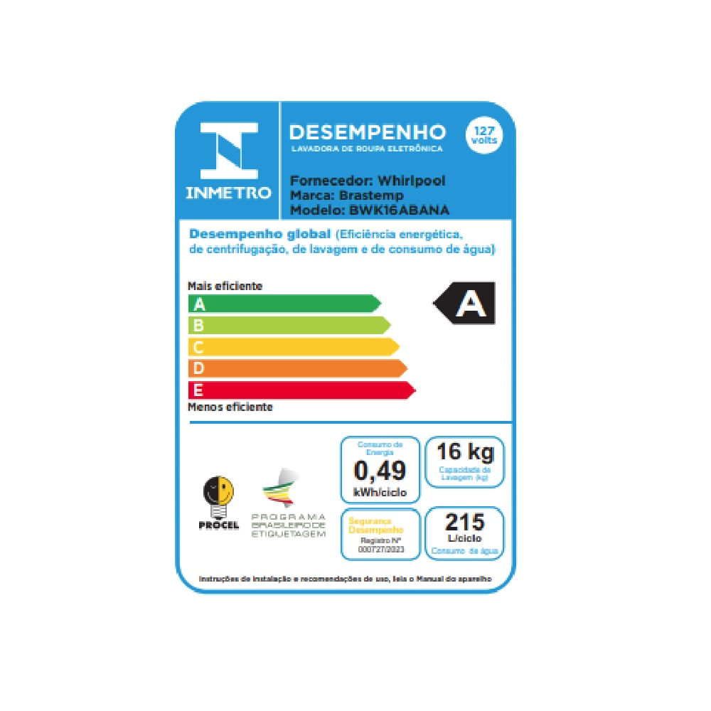 Máquina de Lavar Brastemp 16Kg com Ciclo Tira Manchas Branco BWK16AB - 127 Volts - Imagem 7