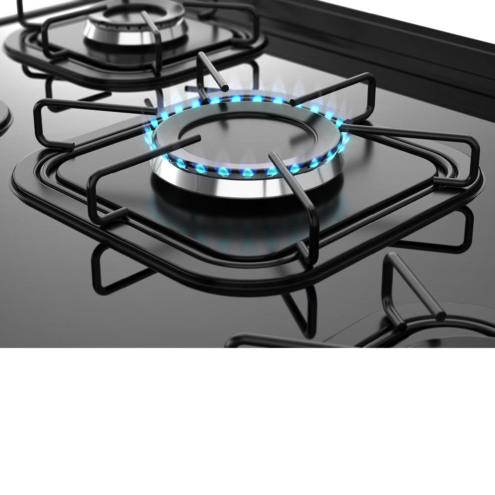 Fogão de Piso Mueller 5 Bocas Fratello Vetro com Mesa de Vidro Preto - Bivolt - Imagem 6