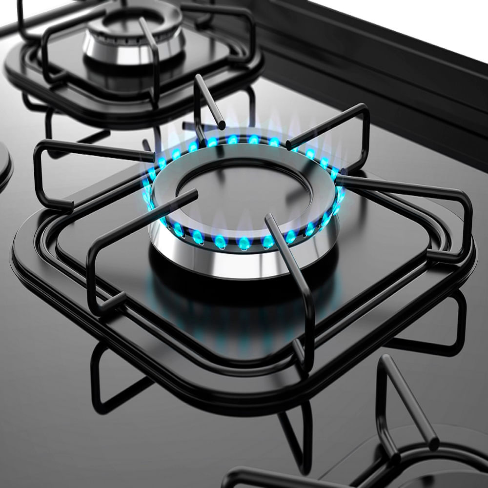 Fogão de Piso Mueller 5 Bocas Fratello Vetro com Mesa de Vidro Grafite - Bivolt - Imagem 7