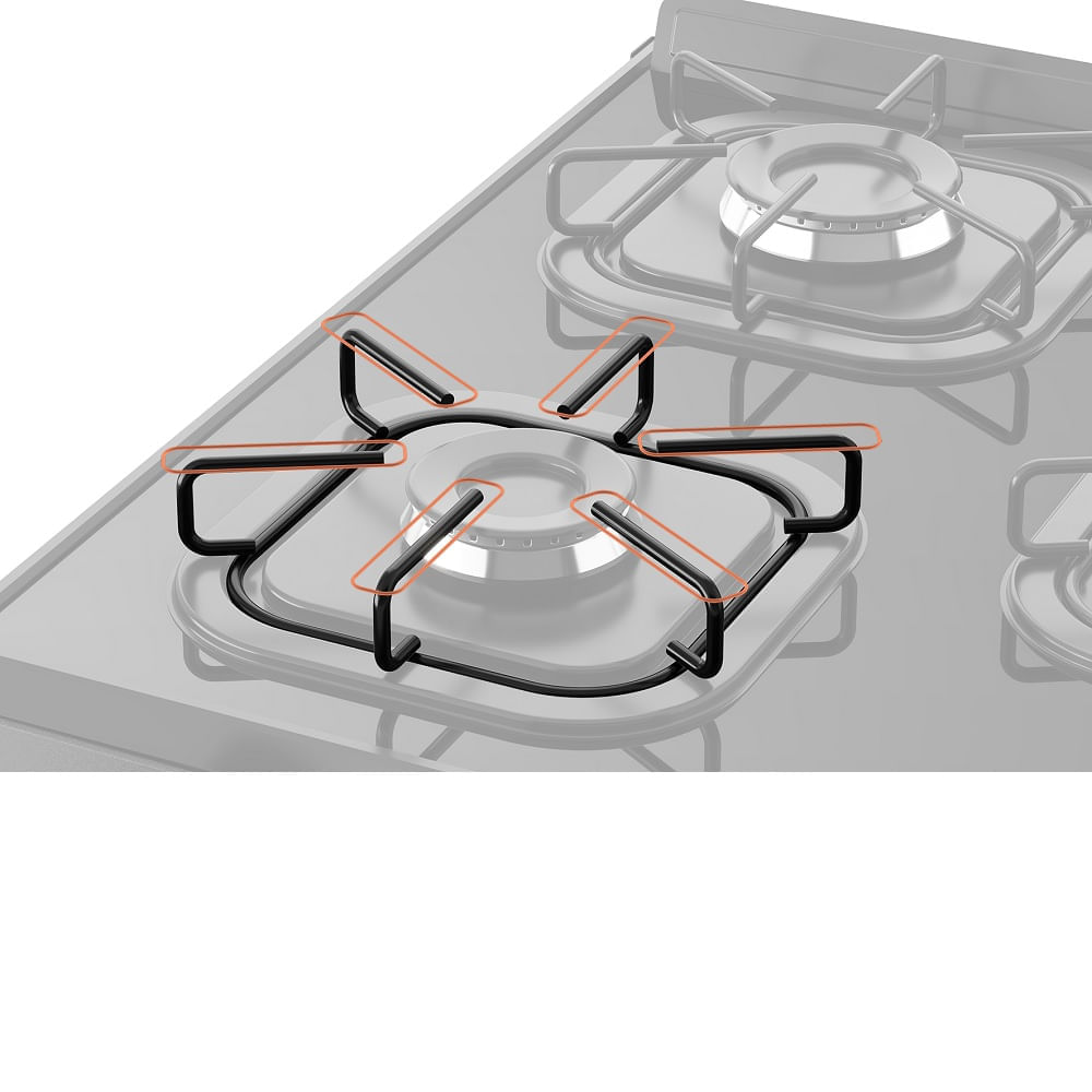 Fogão de Piso Mueller 5 Bocas Fratello Vetro com Mesa de Vidro Grafite - Bivolt - Imagem 9