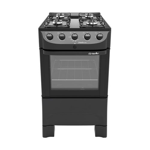 Fogão de Piso Mueller 4 bocas com mesa de vidro Fratello Vetro Preto – Bivolt
