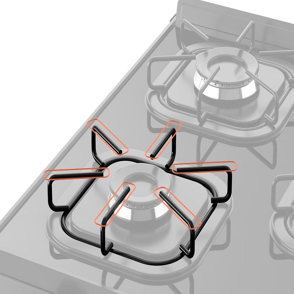 Fogão de Piso Mueller 4 bocas com mesa de vidro Fratello Vetro Preto – Bivolt - Imagem 8