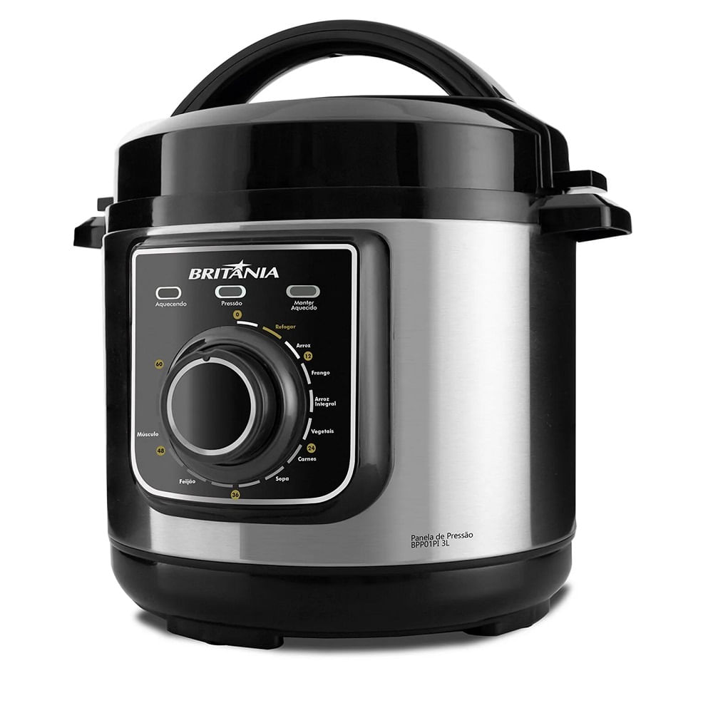Panela de Pressão Britânia 3 Litros Multifuncional Preta/Inox BPP01PI – 127 Volts - Imagem 2