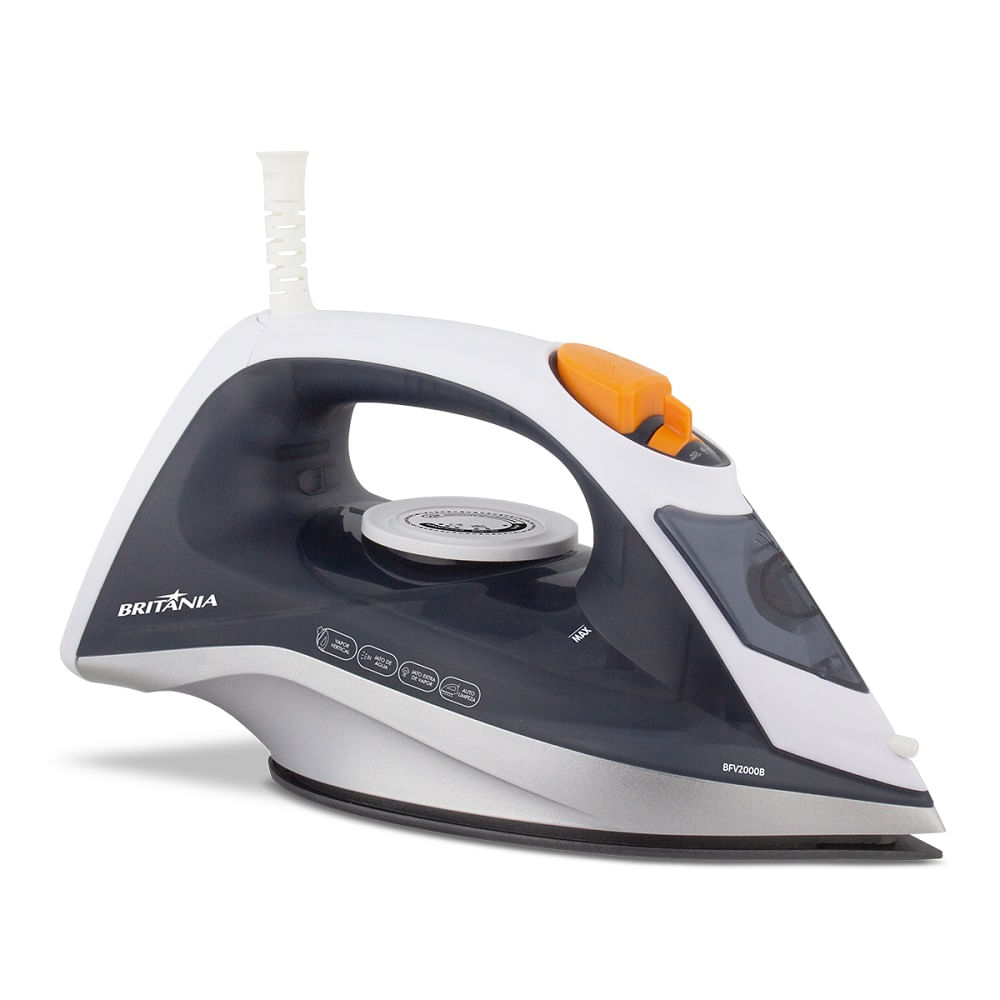 Ferro a Vapor Britânia Base Antiaderente Branco e Cinza BFV2000B – 127 Volts - Imagem 2