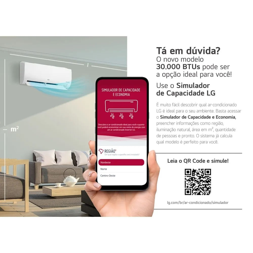 Ar Condicionado Split Hi Wall LG Inverter Dual Voice 30000 BTU Quente Frio – 220 Volts - Imagem 8