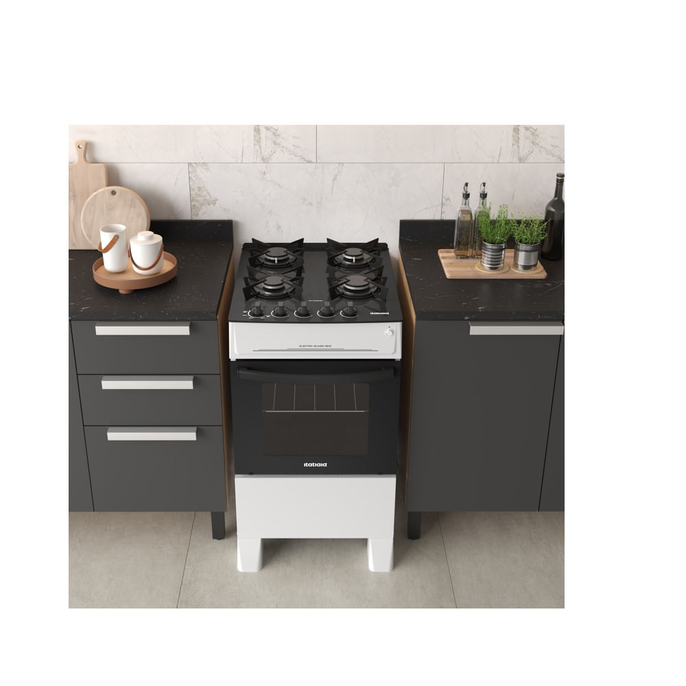 Fogão de Piso Itatiaia 4 Bocas com Mesa de Vidro Electra Glass New Branco – Bivolt - Imagem 4
