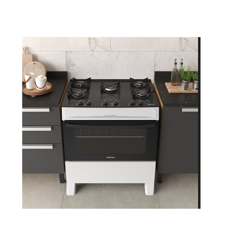 Fogão de Piso Itatiaia 5 Bocas com Mesa de Vidro Electra Glass New Branco – Bivolt - Imagem 5