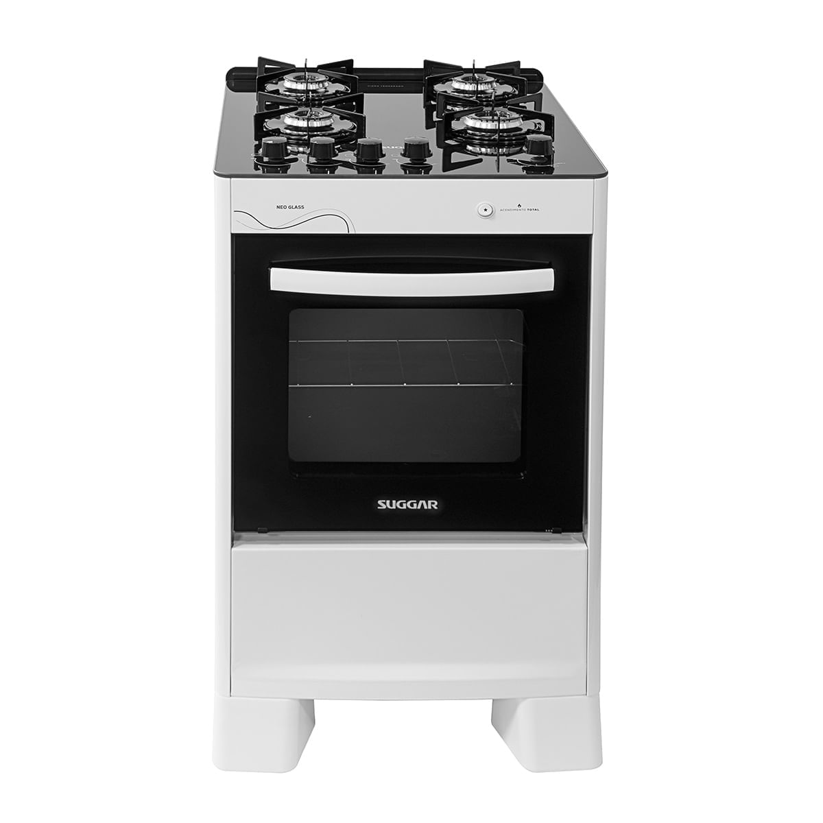 Fogão de Piso Suggar 4 Bocas Mesa de Vidro Neo Glass Branco – Bivolt
