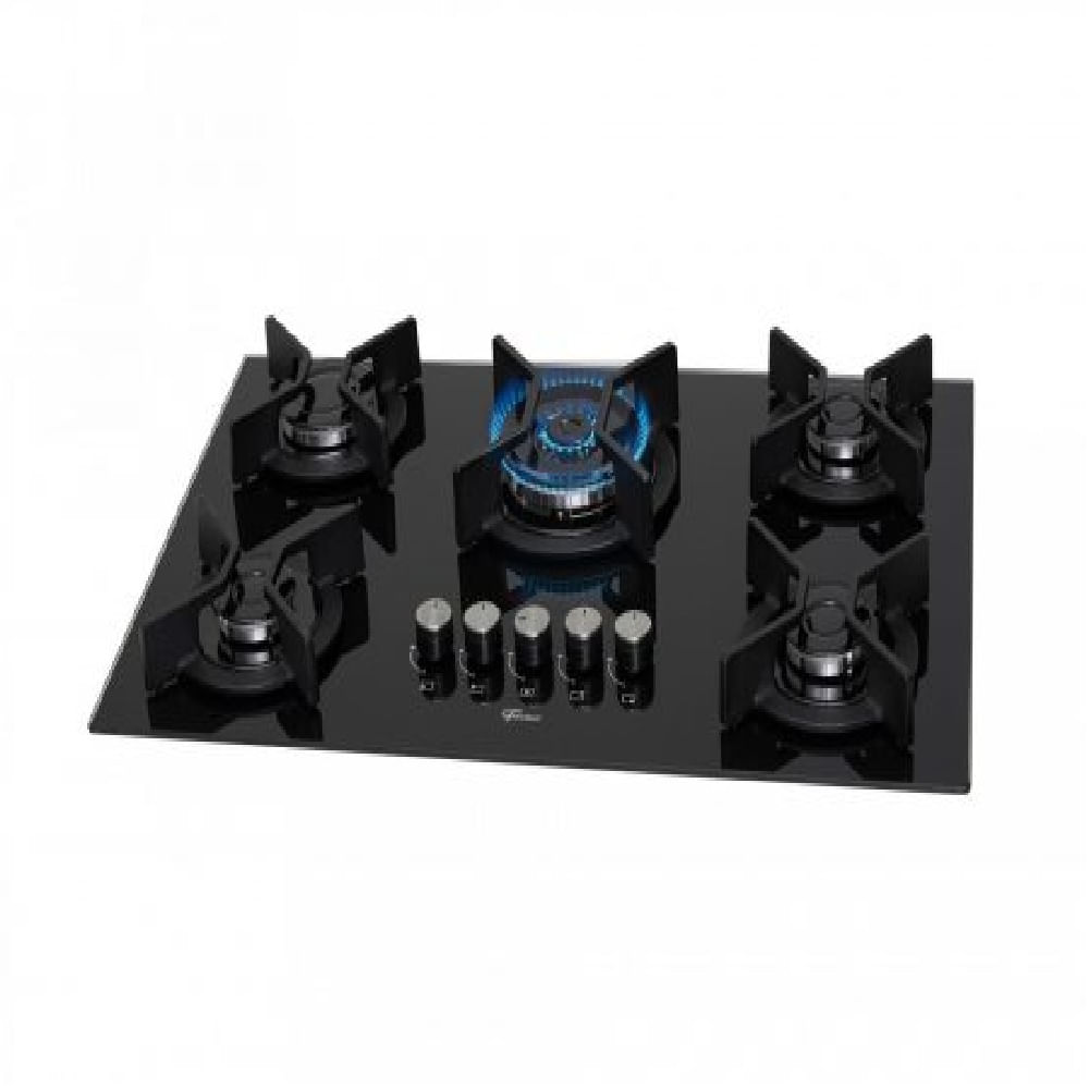 Cooktop a Gás Fischer 5 Bocas TC Infinity Mesa Vidro Preto – Bivolt