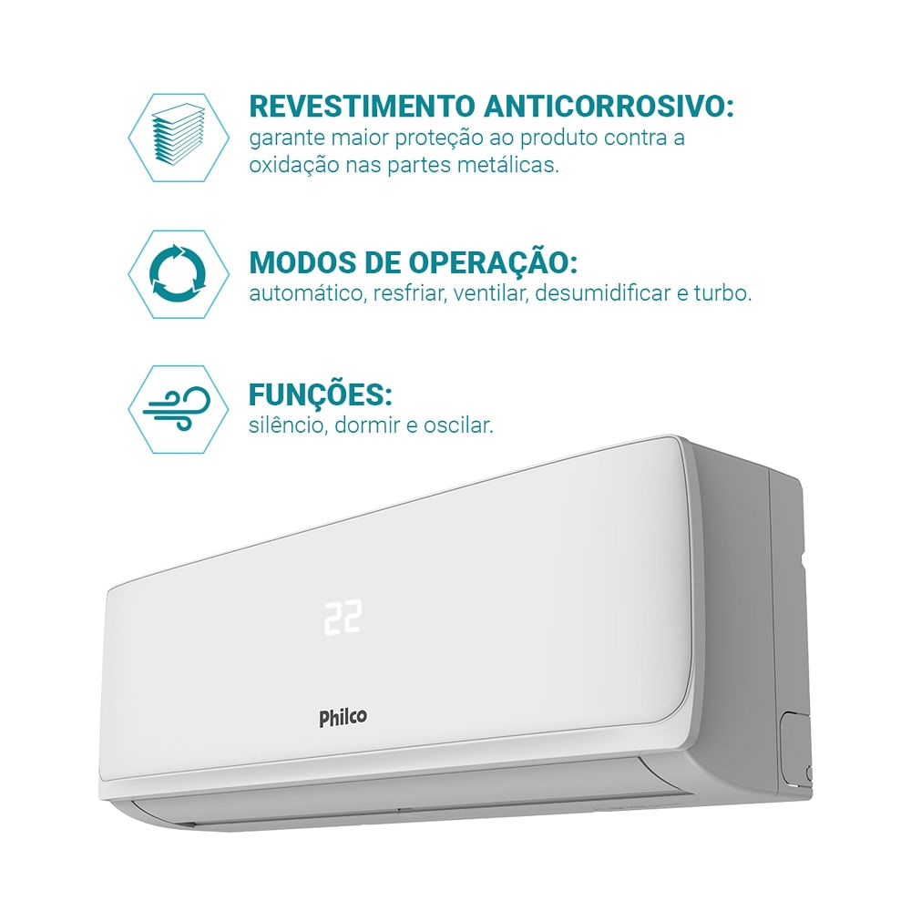 Ar Condicionado Split Hi Wall Philco 24000 BTU/h Frio PAC24FI – 220 Volts - Imagem 9
