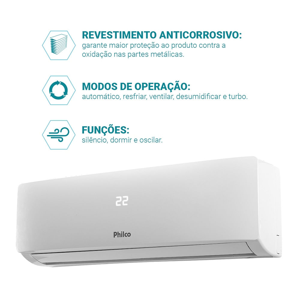 Ar Condicionado Split Hi Wall Philco 12000 BTU/h Frio PAC12FI – 220 Volts - Imagem 8