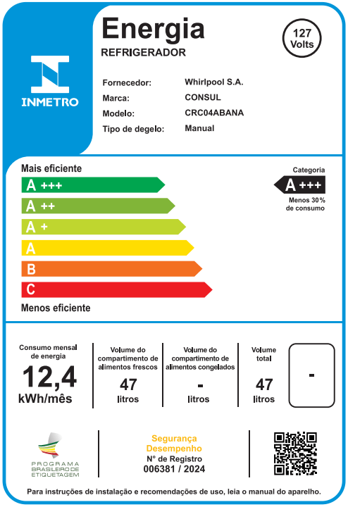 Frigobar Consul 47 Litros Branco CRC04AB – 127 Volts - Imagem 6