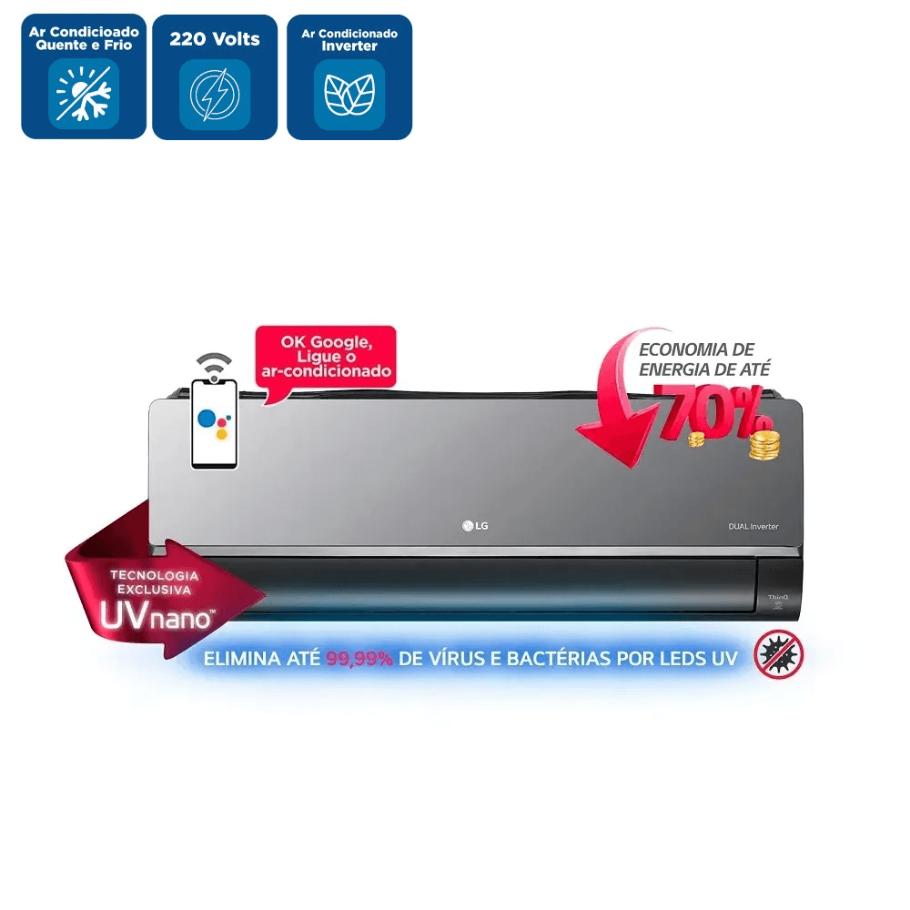 Ar Condicionado Split Hi Wall Inverter LG Artcool 18000 BTU/h Quente e Frio S4UW18KLRXC.EB2GAM1 – 220 Volts - Imagem 2