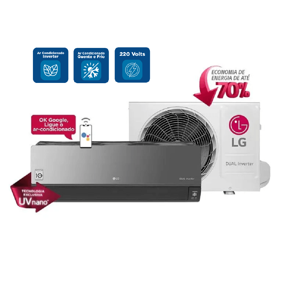 Ar Condicionado Split Hi Wall Inverter LG Dual Voice Artcool UVnano 18000 BTU/h Quente e Frio S4NW18KLRXC.EB2GAMZ - 220 Volts - Imagem 2