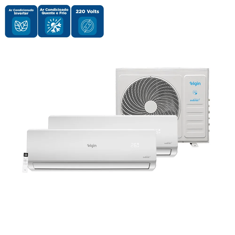 Ar Condicionado Bi Split Hi Wall Inverter Elgin Plus 2x9000 BTU/h Quente e Frio 45MTQE18C2CB – 220 Volts - Imagem 2