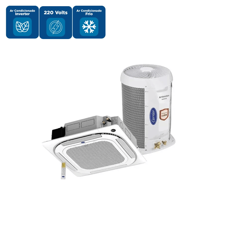 Ar Condicionado Split Cassete Carrier Inverter 28000 BTU/h Frio Monofásico 40KVQD28C5 – 220 Volts - Imagem 2