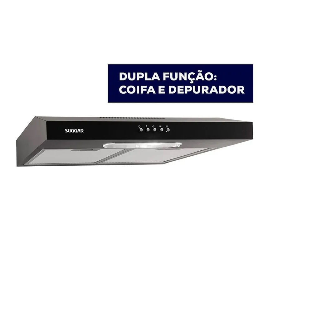 Depurador de Ar Suggar Slim 60cm Preto DPS161PT – 127 Volts - Imagem 6