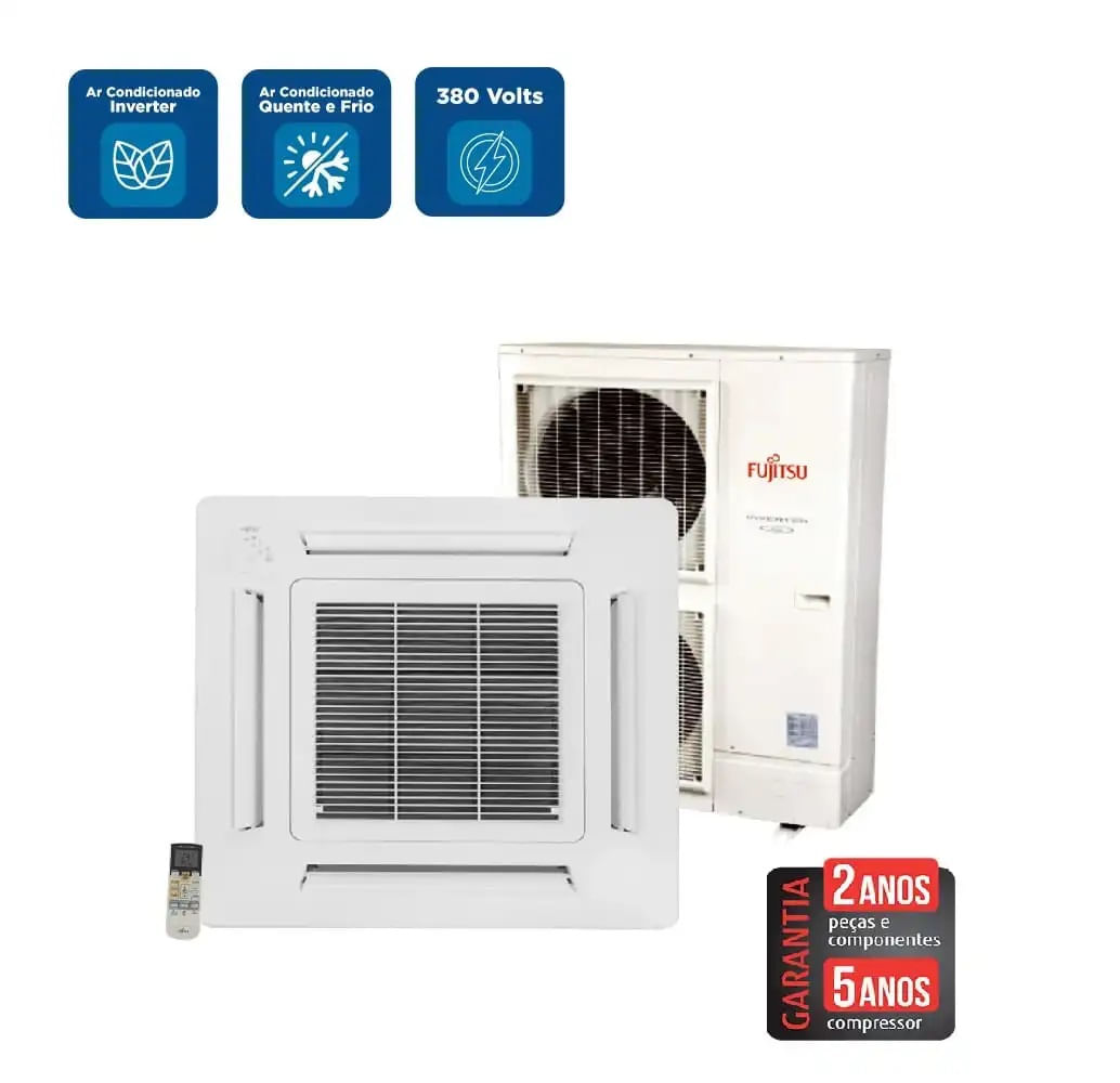 Ar Condicionado Split Cassete Inverter Fujitsu 48000 BTU/h Quente e Frio Trifásico AUBG54LRLA - 380 Volts - Imagem 2