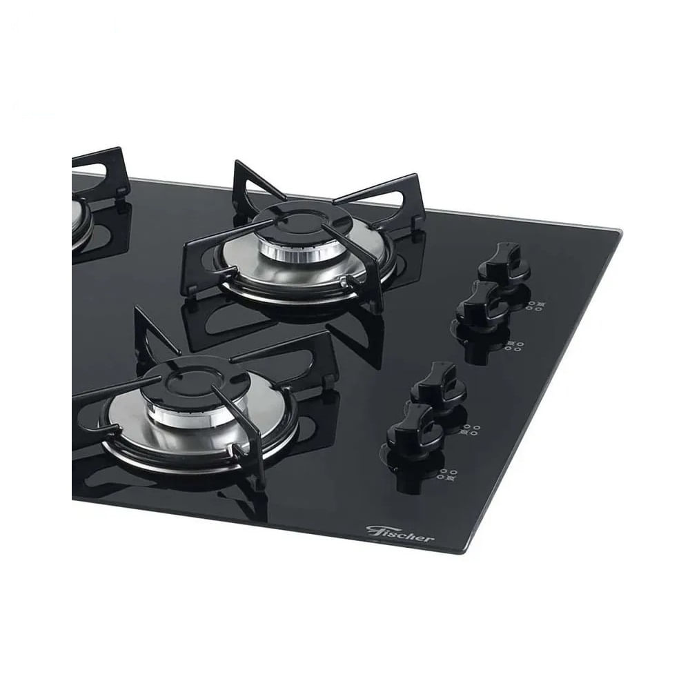 Cooktop a Gás Fischer 4 Bocas com Mesa de Vidro Preto – Bivolt - Imagem 3