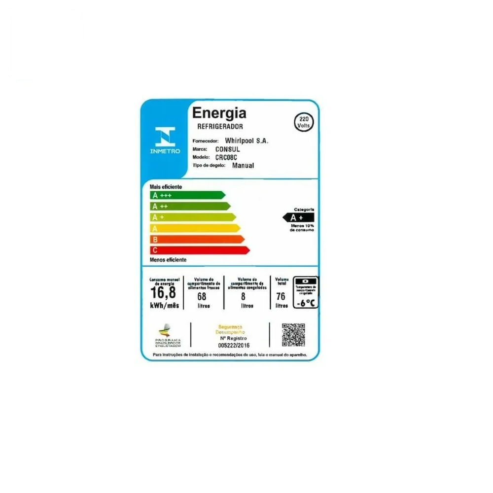 Frigobar Consul 76 Litros com Gaveta Multiuso Branco CRC08CB - 220 Volts - Imagem 4