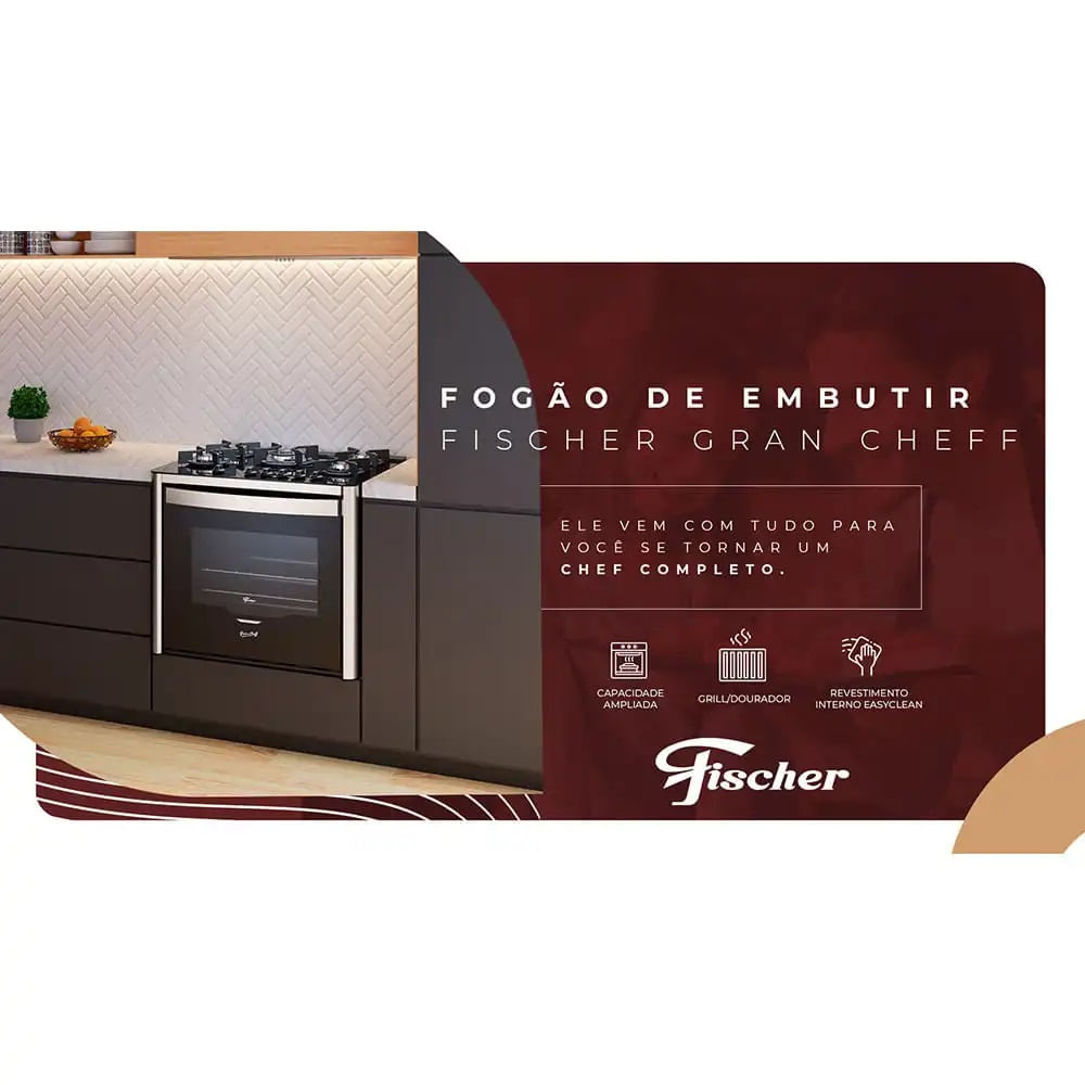 Fogão de Embutir Fischer 5 Bocas Gran Cheff - 220 Volts - Imagem 11