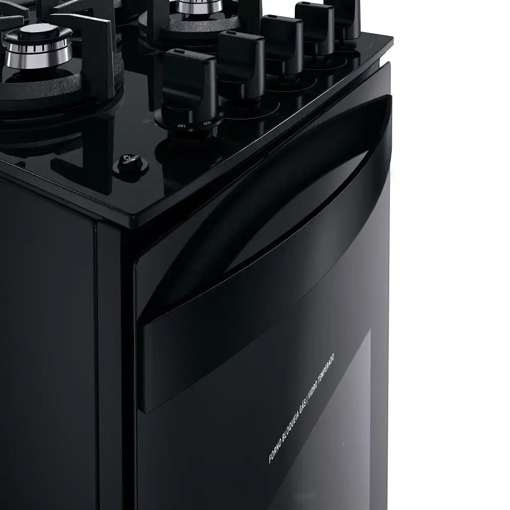 Fogão de Piso Brastemp 4 Bocas Com Mesa De Vidro E Dupla Chama Preto BFO4XAE - Bivolt - Imagem 4