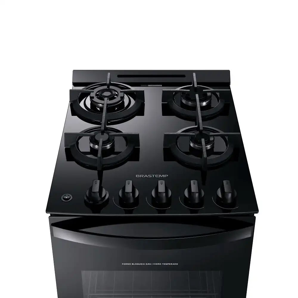 Fogão de Piso Brastemp 4 Bocas Com Mesa De Vidro E Dupla Chama Preto BFO4XAE - Bivolt - Imagem 6