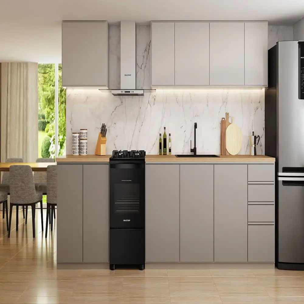 Fogão de Piso Brastemp 4 Bocas Com Mesa De Vidro E Dupla Chama Preto BFO4XAE - Bivolt - Imagem 7