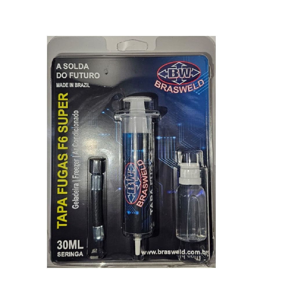 Tapa Fugas Brasweld F5 Super 60ML com Mangueira para Refrigerador e Ar Condicionado