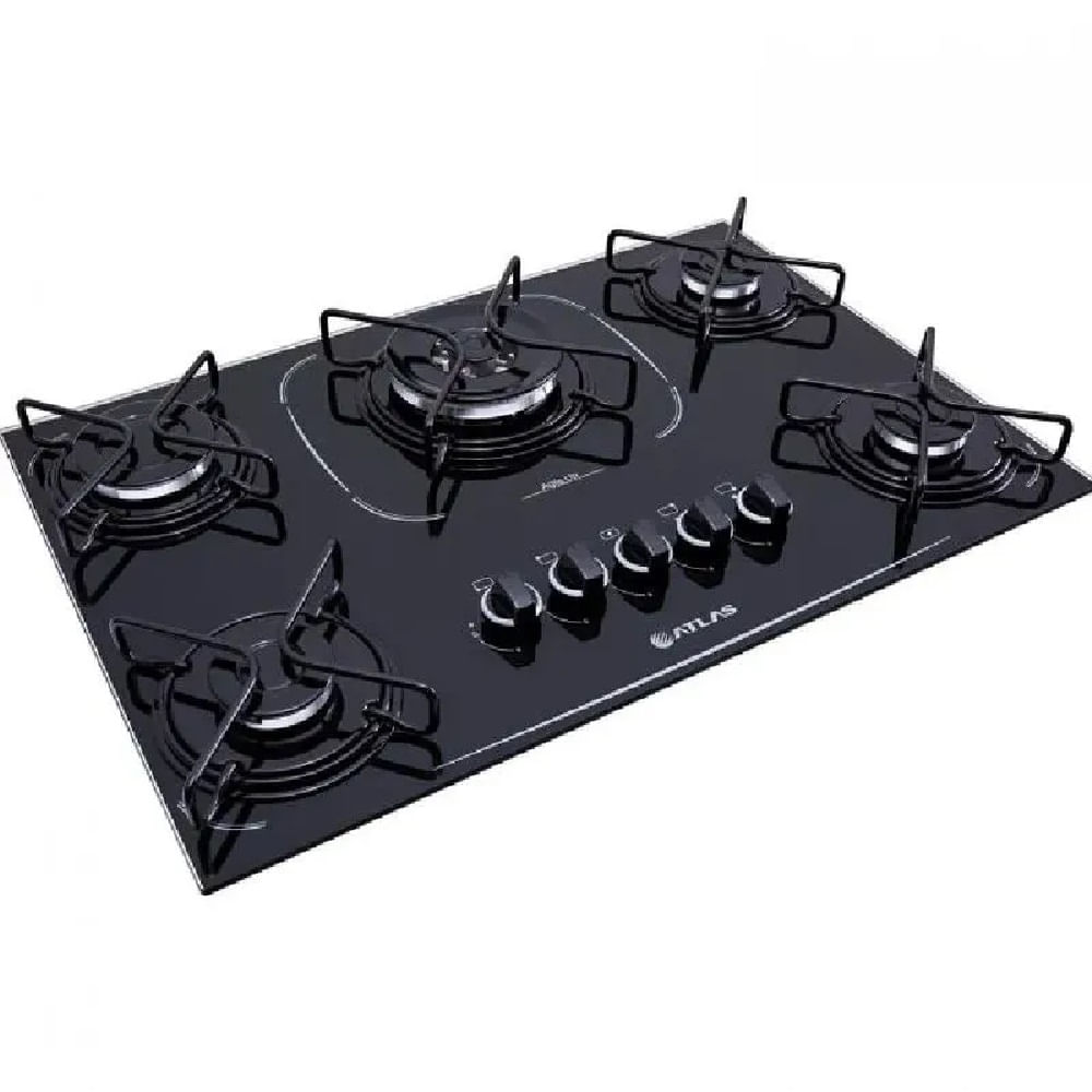 Cooktop Atlas 5 Bocas Agile Up Glass com Acendimento Superautomático e Mesa de Vidro Preto – Bivolt - Imagem 4