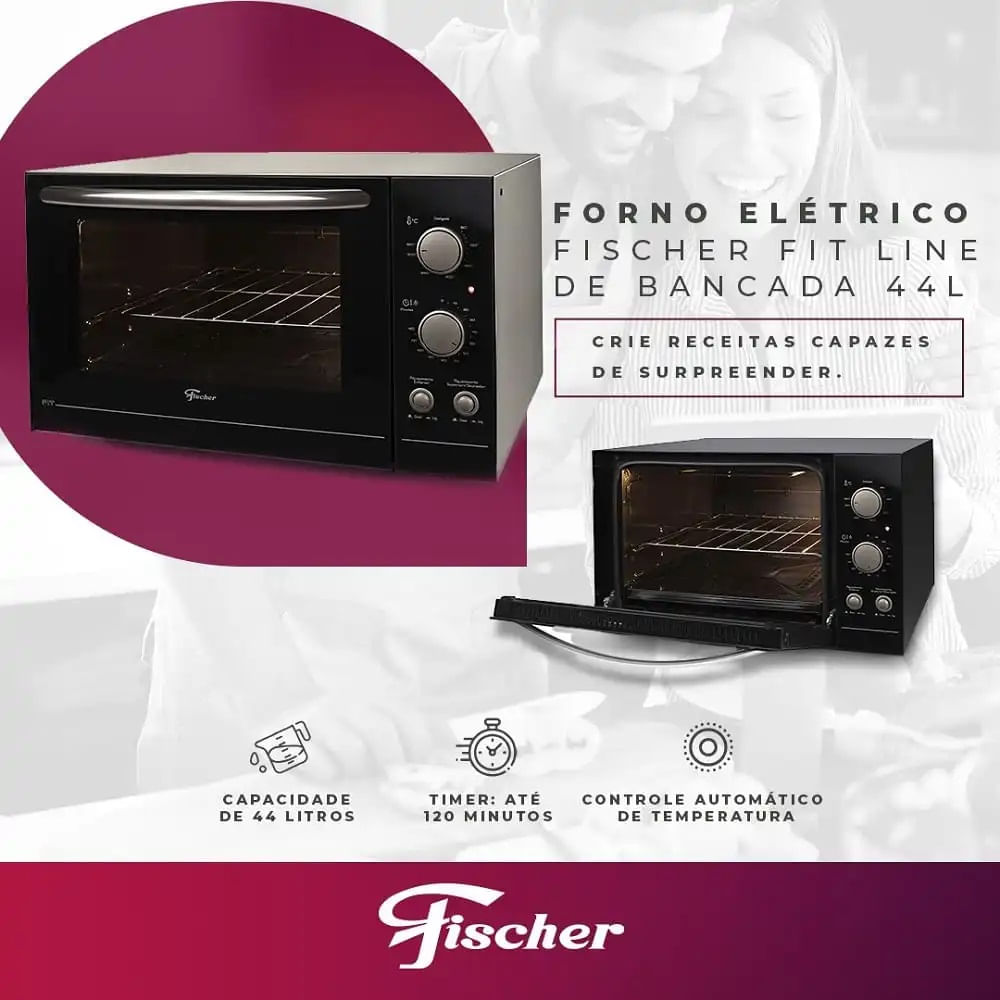 Forno Elétrico Bancada Fischer 44 Litros Fit com Dourador Prata - 127 Volts - Imagem 4