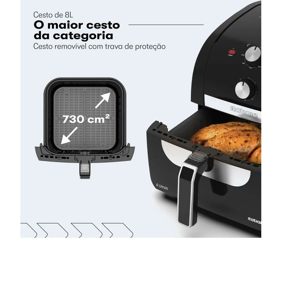 Fritadeira Air Fryer Itatiaia 8 Litros Preta AFITA1003 – 127 Volts - Imagem 5