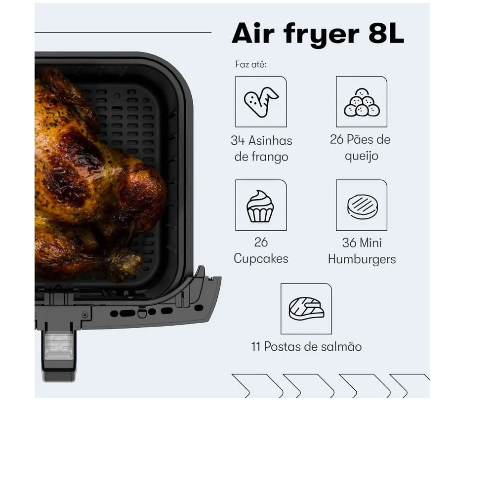 Fritadeira Air Fryer Itatiaia 8 Litros Preta AFITA1003 – 127 Volts - Imagem 7