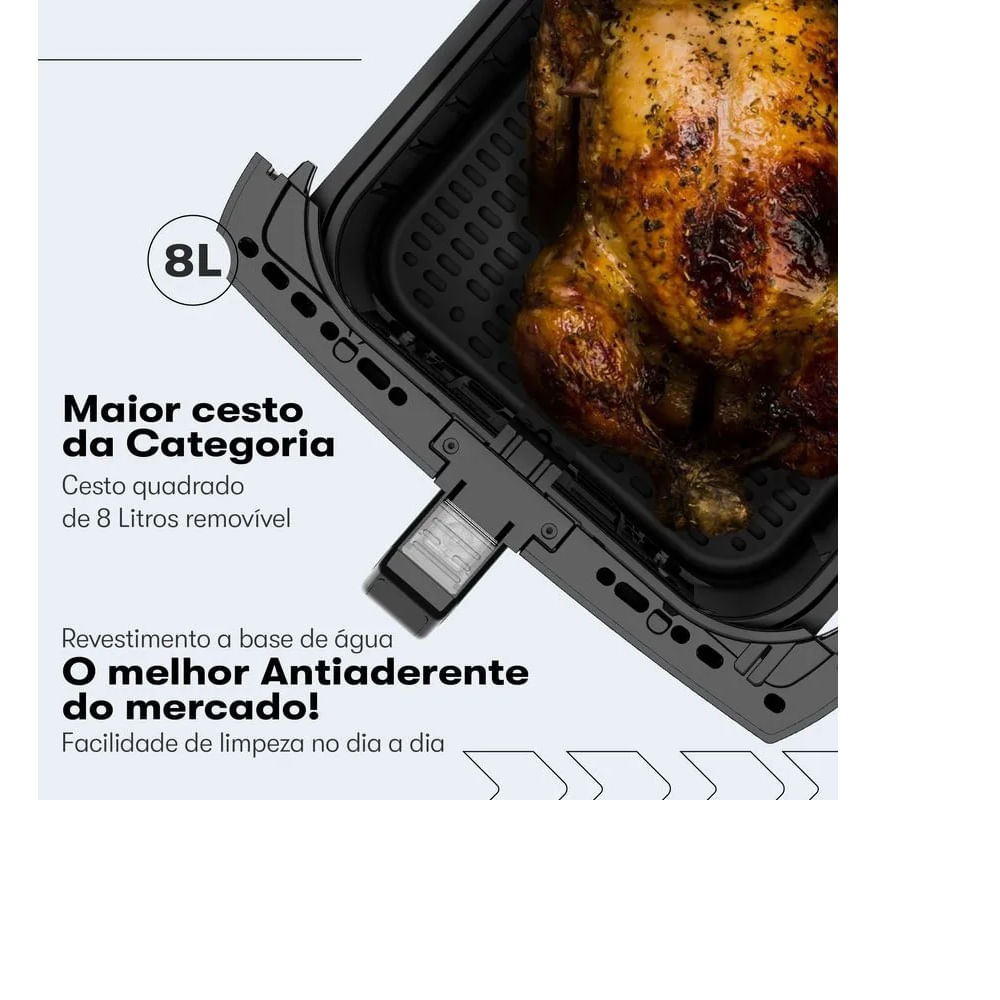 Fritadeira Air Fryer Itatiaia 8 Litros Preta AFITA1003 – 127 Volts - Imagem 8