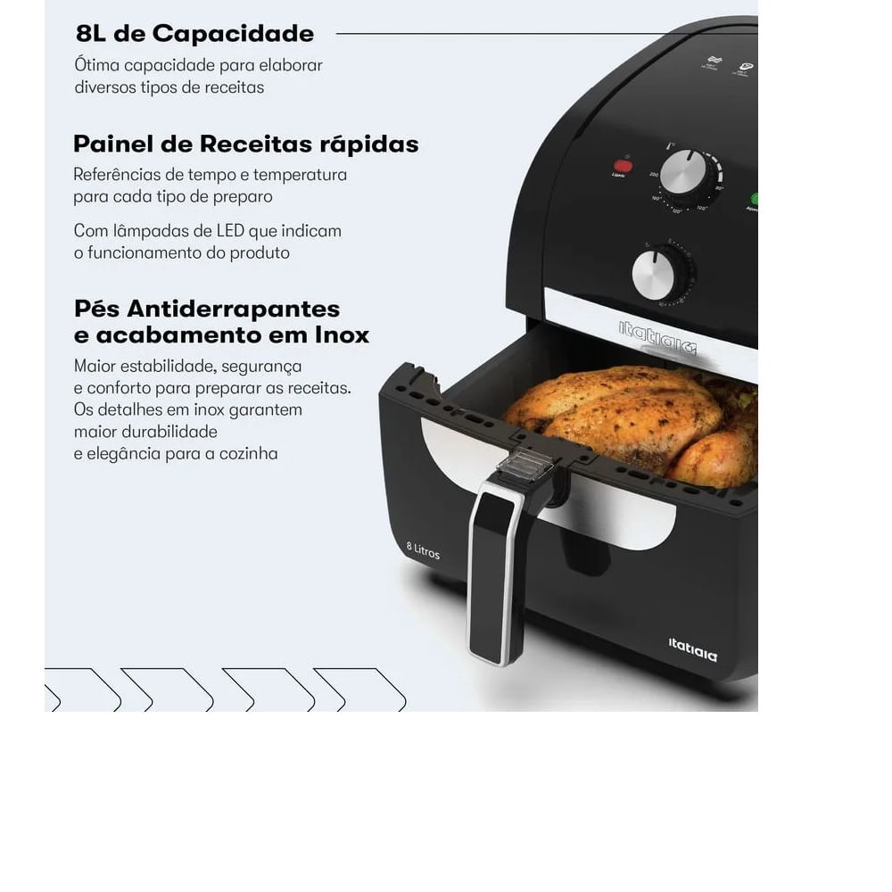Fritadeira Air Fryer Itatiaia 8 Litros Preta AFITA1003 – 127 Volts - Imagem 10