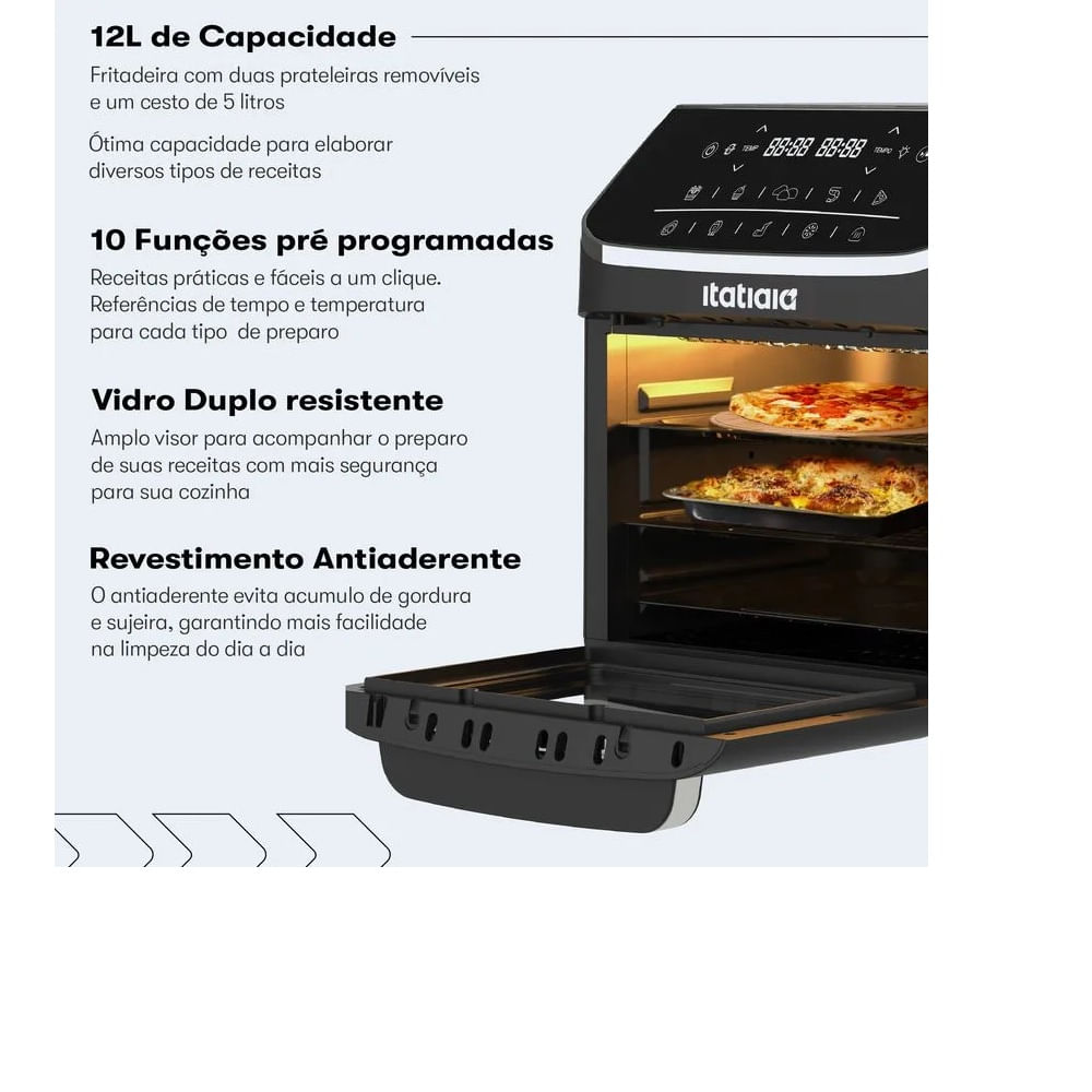 Fritadeira Air Fryer Itatiaia 12 Litros Preta AFITA1004 – 127 Volts - Imagem 5
