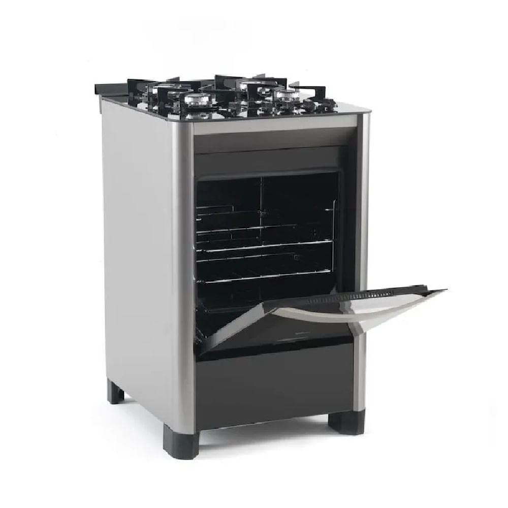 Fogão de Piso Fischer 4 Bocas Gran Cheff com Mesa de Vidro Silver - Bivolt - Imagem 3