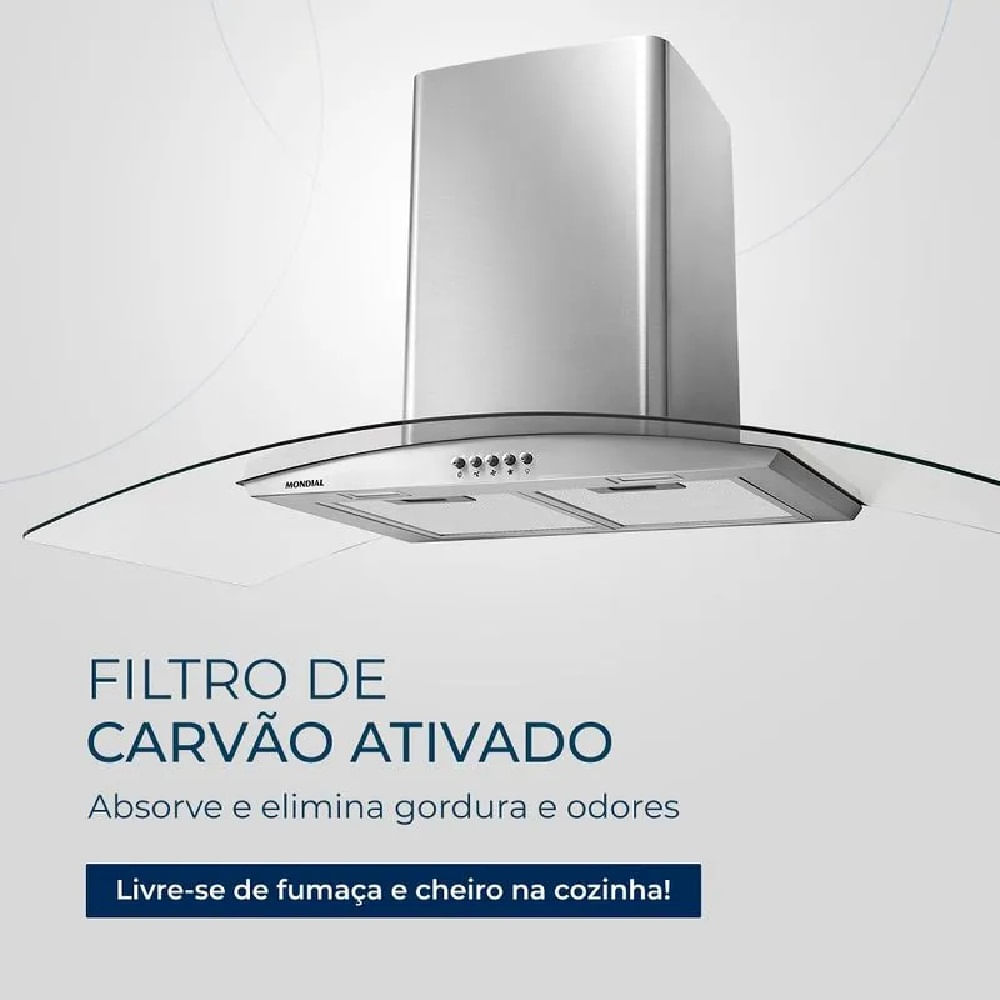 Coifa de Parede Mondial 250W Inox CF90-01 - 127 Volts - Imagem 5