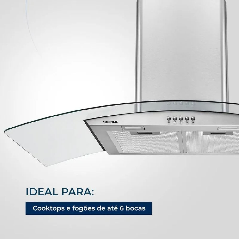 Coifa de Parede Mondial 250W Inox CF90-01 - 127 Volts - Imagem 9