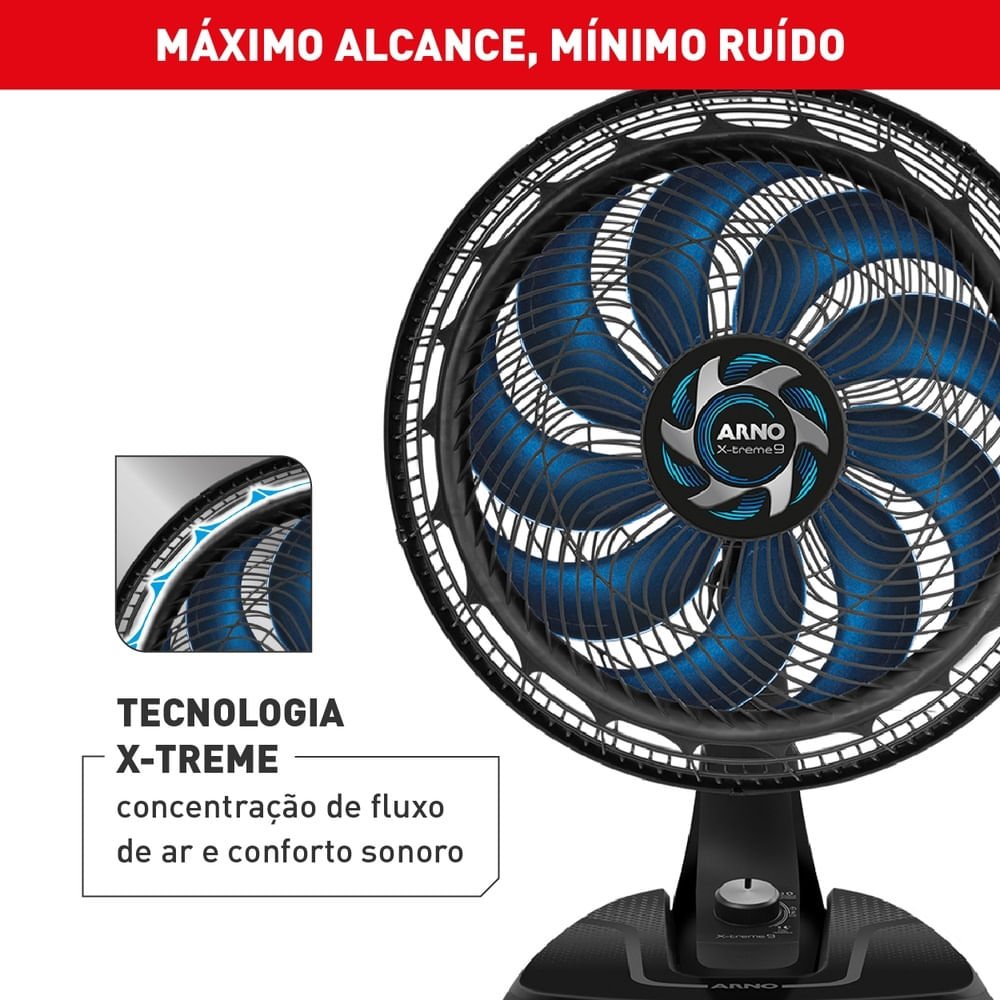Ventilador de Mesa Arno 40cm X-Treme 9 Preto VE90 – 127 Volts - Imagem 9