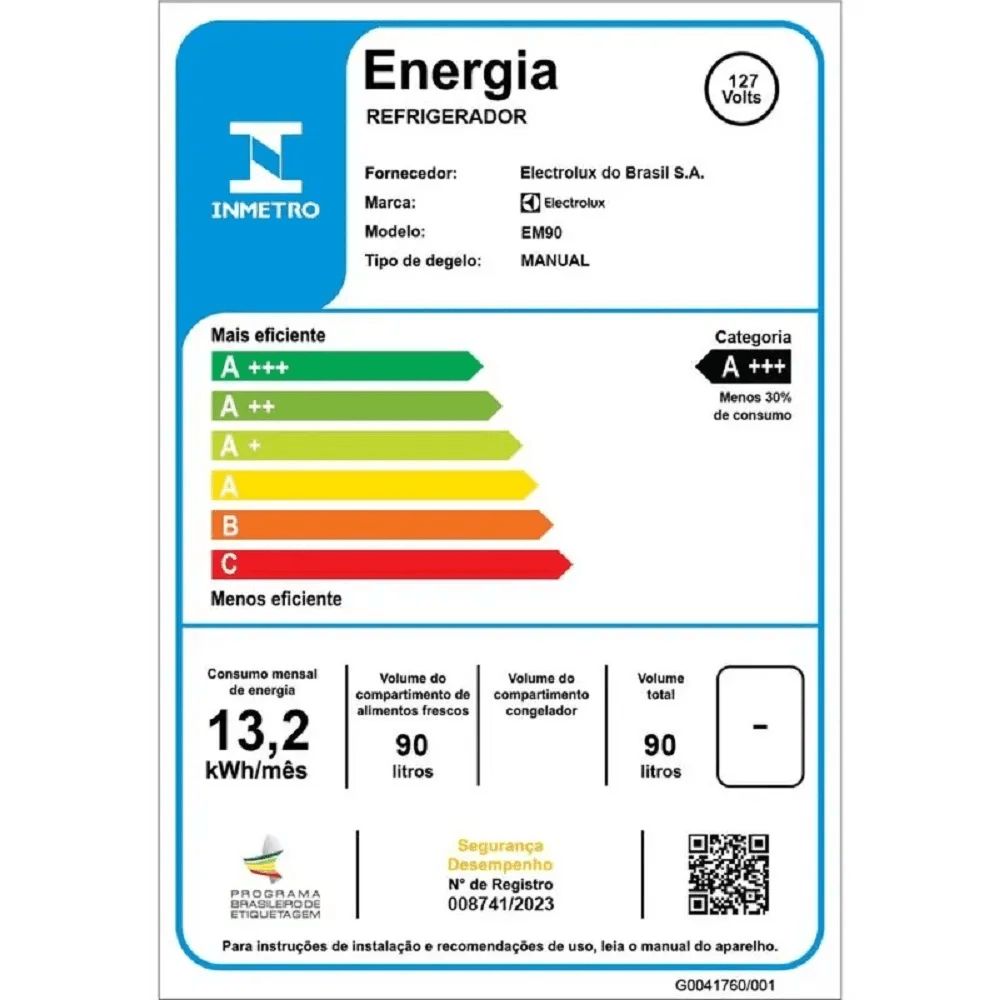 Frigobar Electrolux 90 Litros com Controle de Temperatura Efficient Branco EM90 – 127 Volts - Imagem 8