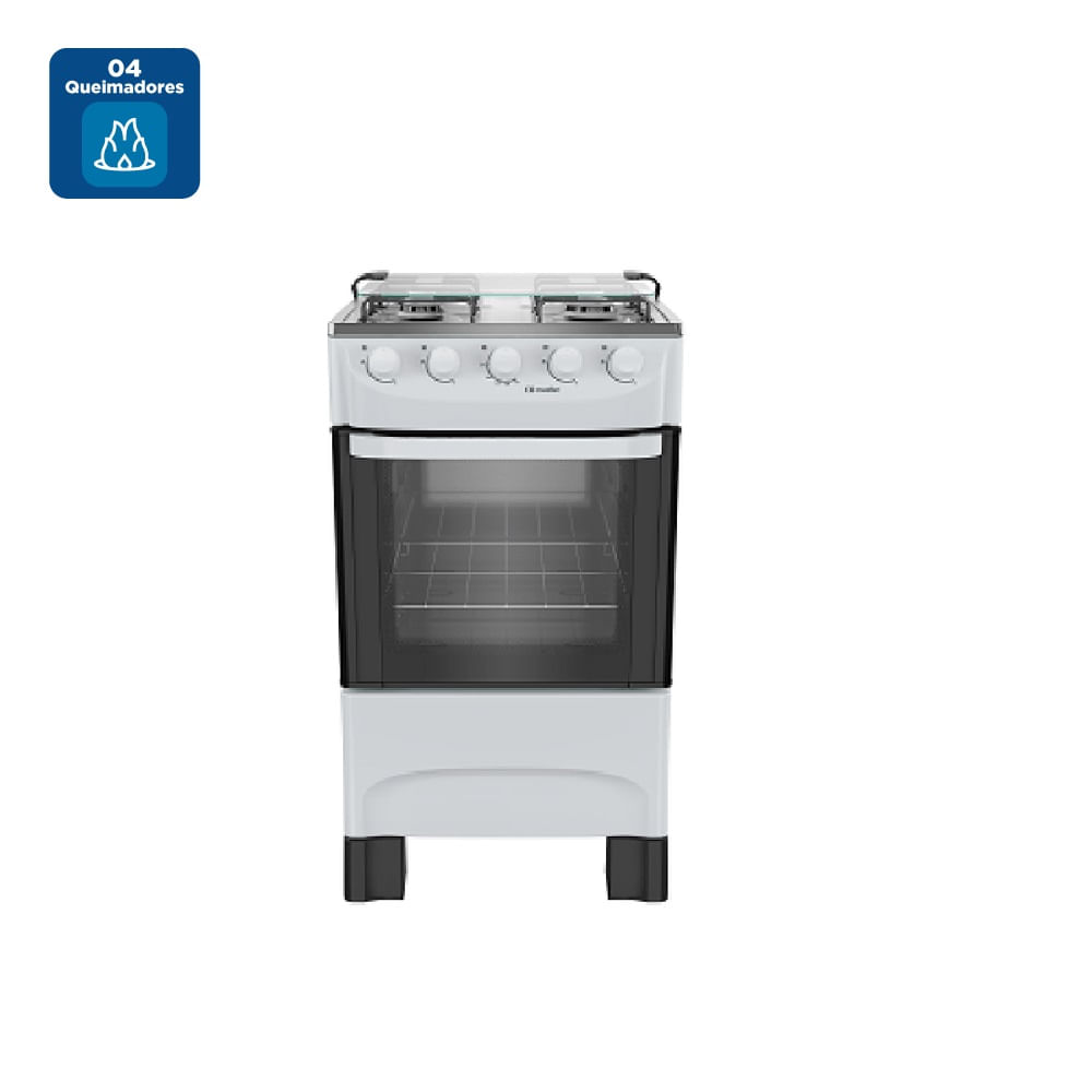 Fogão de Piso Mueller 4 Bocas Mesa Inox Branco MFI4BA - Imagem 2