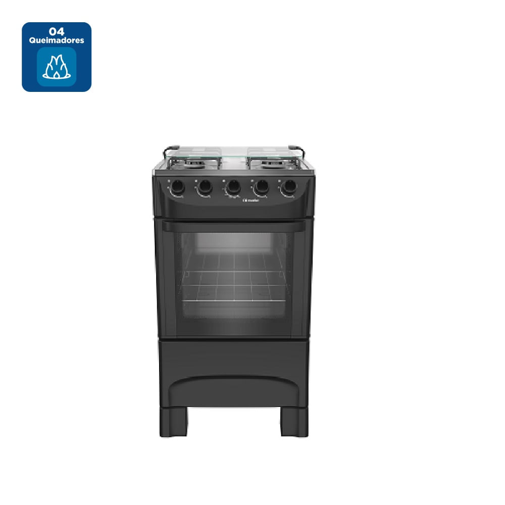 Fogão de Piso Mueller 4 Bocas Mesa Inox Preto MFI4BA - Imagem 2