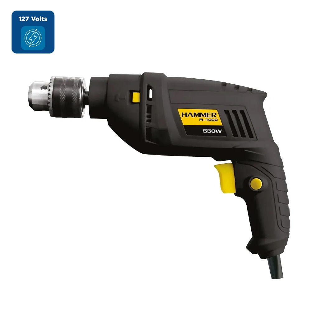 Furadeira Elétrica de Impacto Hammer 550W Preta FI-1000 – 127 Volts - Imagem 2