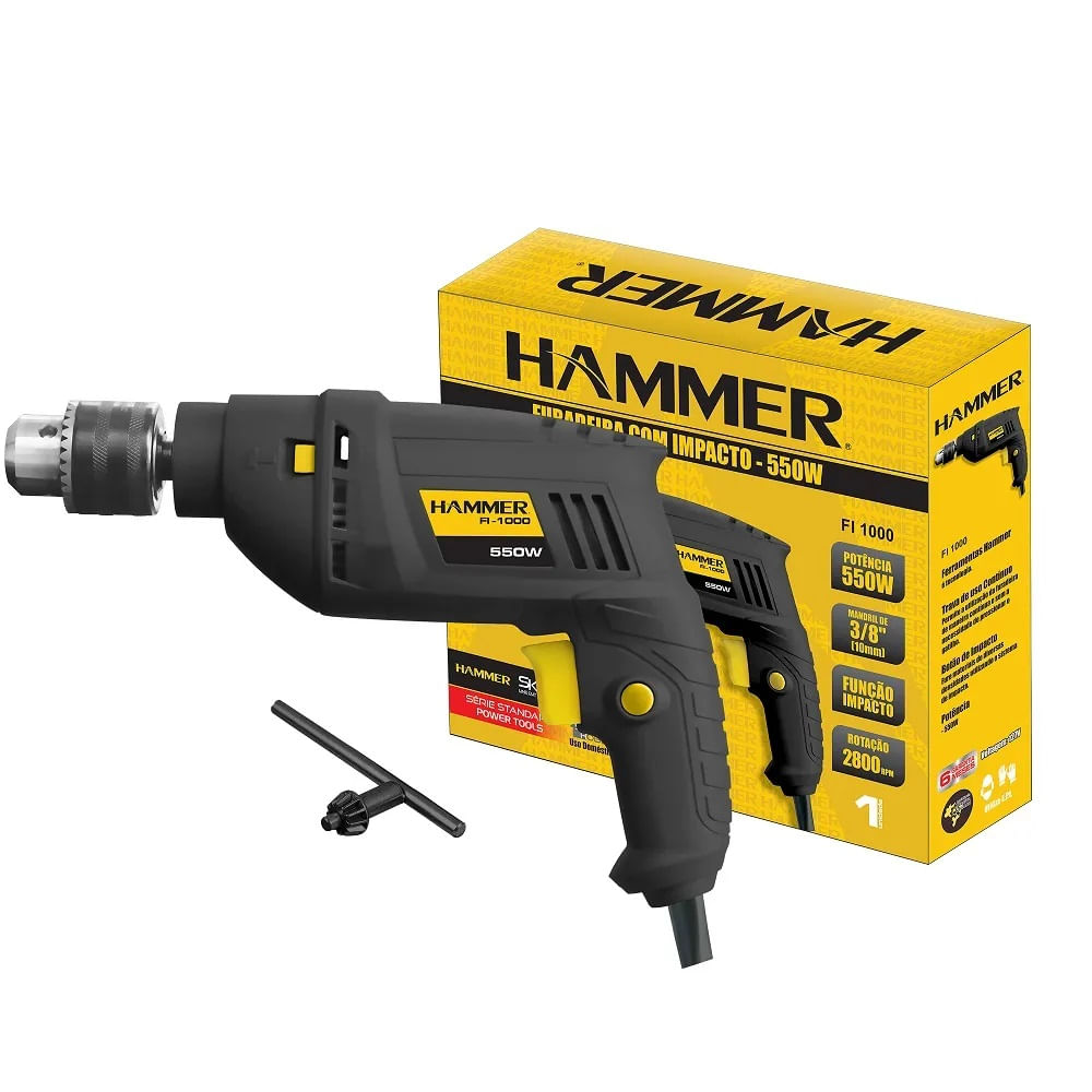 Furadeira Elétrica de Impacto Hammer 550W Preta FI-1000 – 127 Volts - Imagem 5