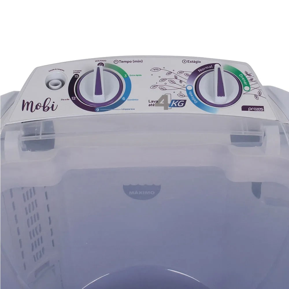 Lavadora de Roupas Semiautomática Praxis Mobi 4kg Branca - 220 Volts - Imagem 5