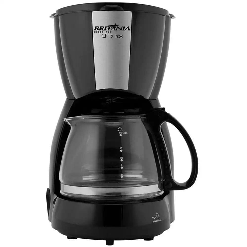 Cafeteira Elétrica Britânia 600ml Preta Inox CP15 – 127 Volts